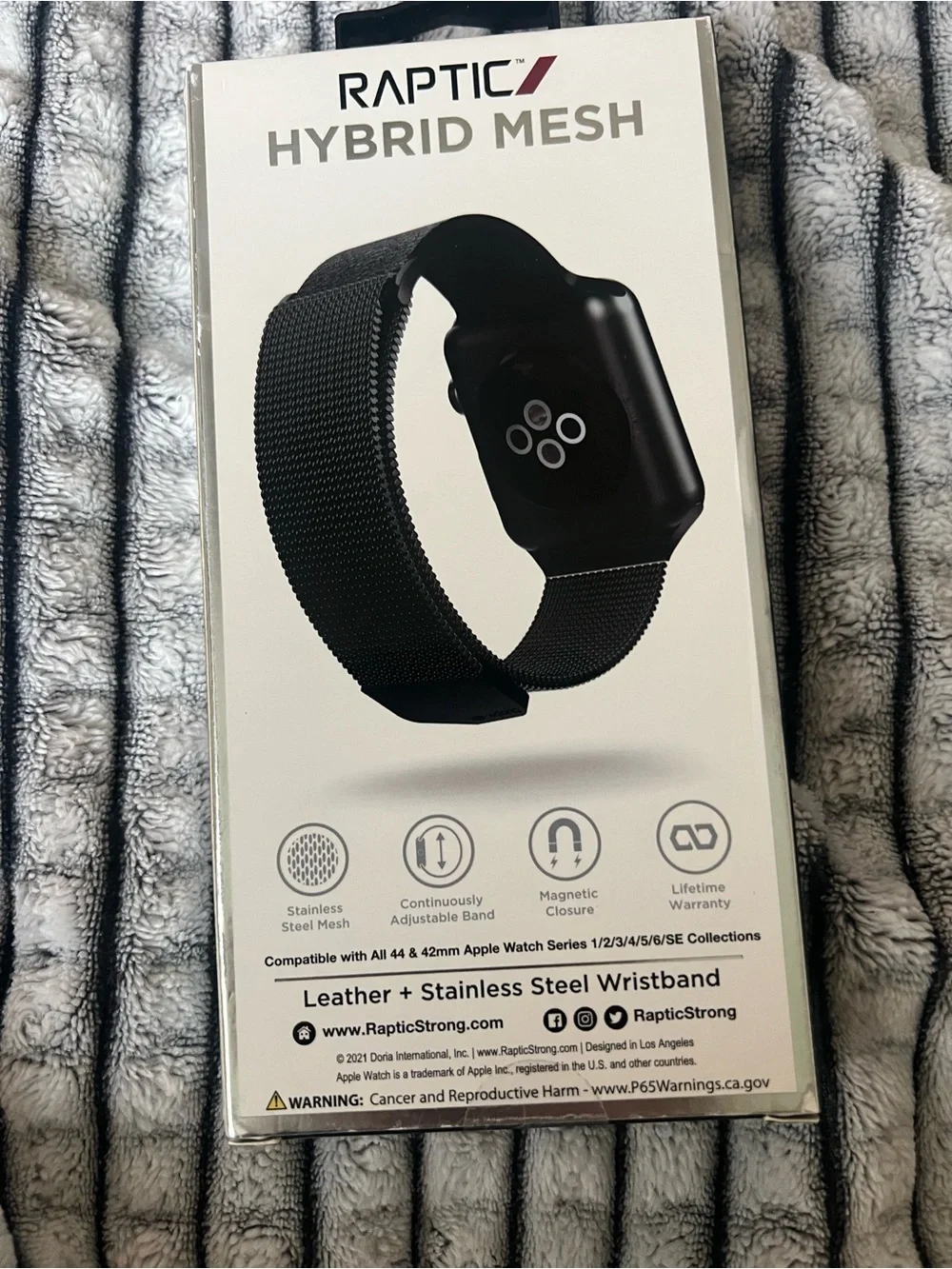 Hybrid Mesh Leather + Stainless Steel Band for Apple Watch - Black